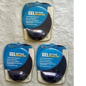 3 Packs of iConcepts Gel Soft Touch Mouse Pad and Wrist Rest, Navy Blue